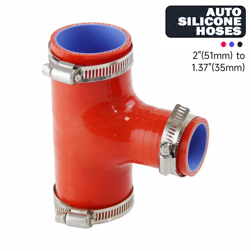 

2" - 2" (51mm to 51mm) T Piece Silicone Hose +Clamps for 35mm ID BOV
