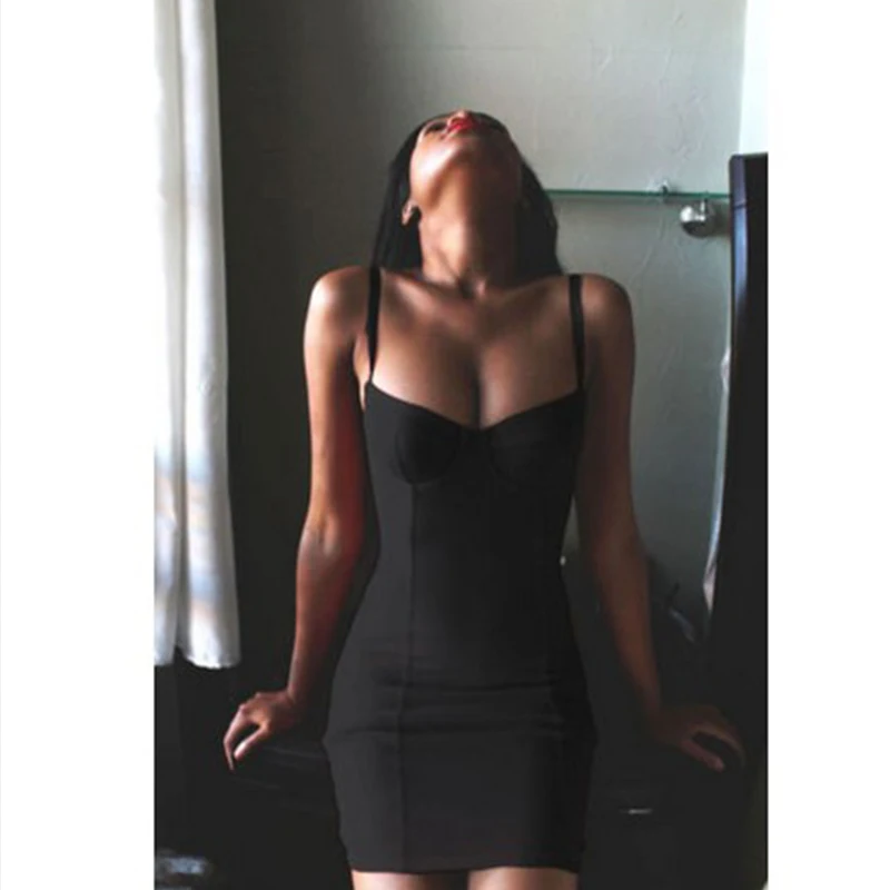 

Summer Women Black Sleeveless Party Club Wear Sexy Bustier Bandage Bodycon Mini short Dress Solid Clothes Dropshipping y2k Size