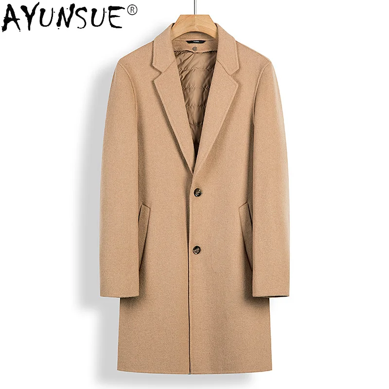 

21 Thick Woolen Coat Men's Medium Fall Winter Down Liner Double-sided Woolen Jacket for Men Woolen Clothes Clearance Chaqueta FC