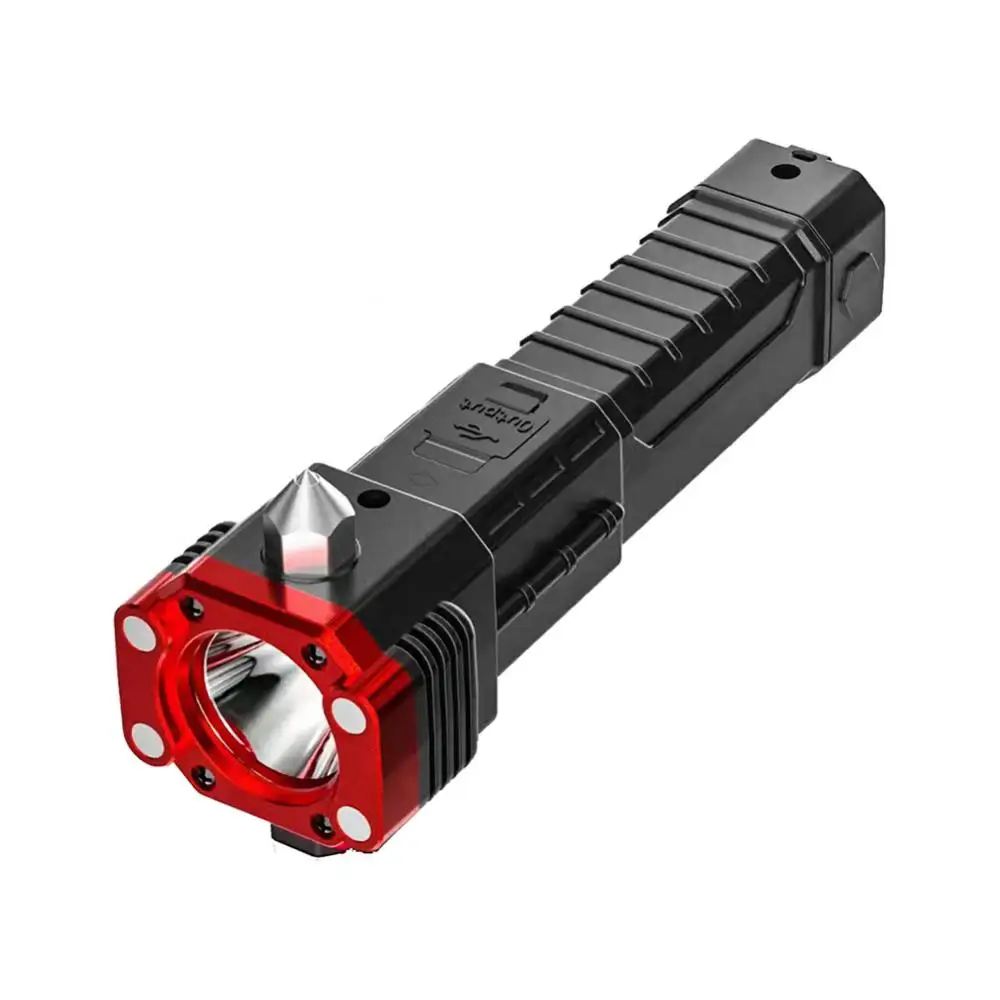 

Multi-functional LED Flashlight With Safety Hammer Car Broken Window Breaker USB Rechargeable Waterproof Flashlights Torches