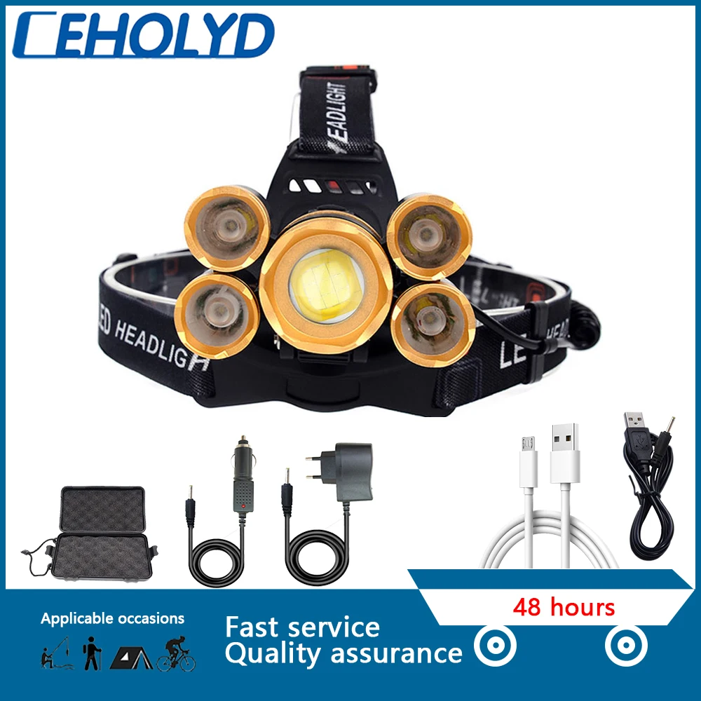 

Светодиодный налобный фонарь, 40 Вт, с аккумулятором 2*18650