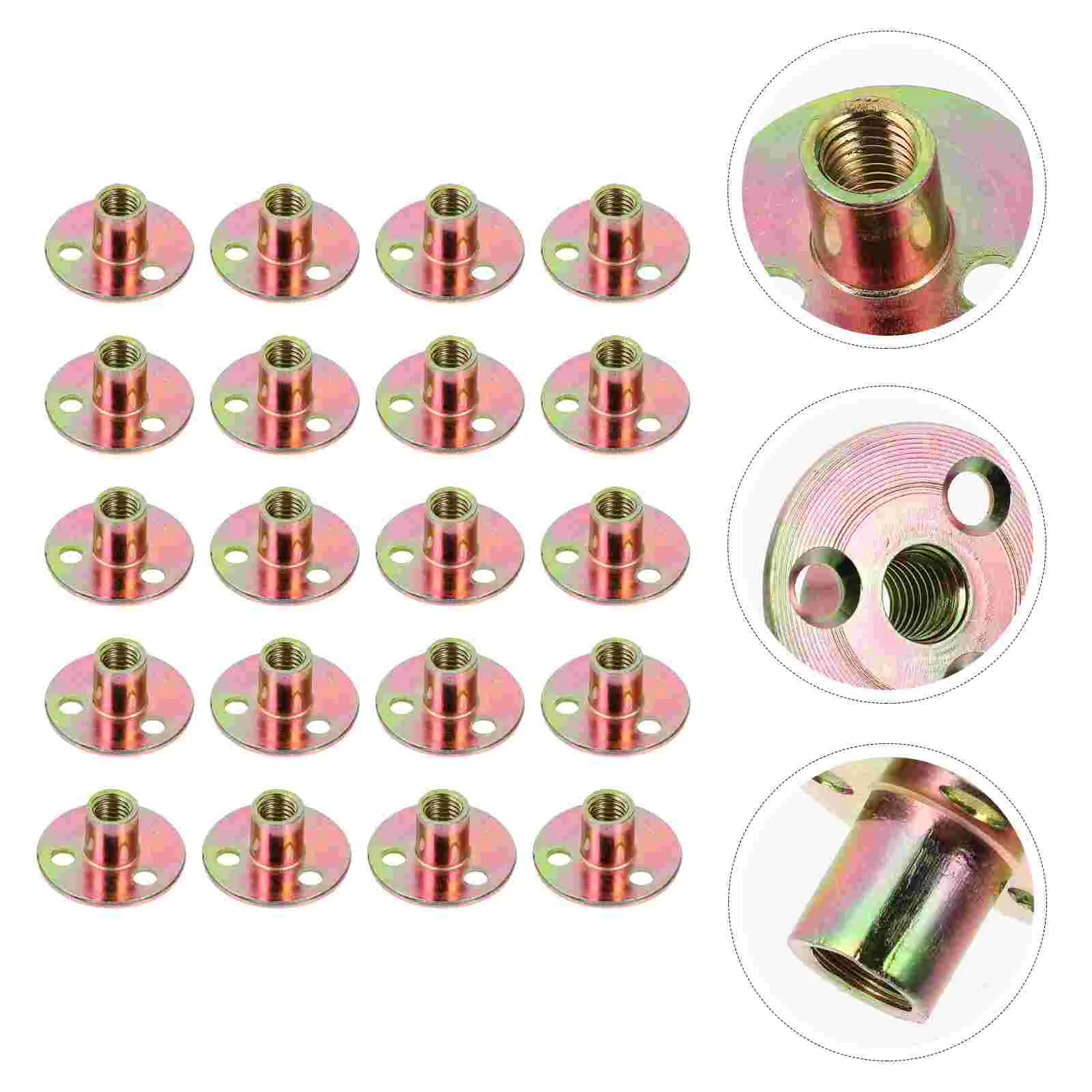 

20 Pcs Climbing Wall T Nuts T-nuts Iron Nut M8 Nut Three Hole Nut Circular Plate M8 T Nuts