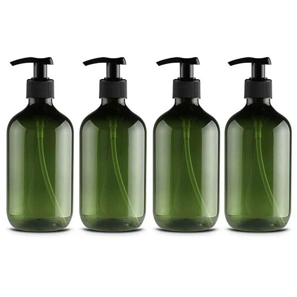 

4 Pcs 500ml Shampoo And Conditioner Dispenser Bottles Bathroom Plastic Empty Refillable Pump Lotion Bottle Containers Set