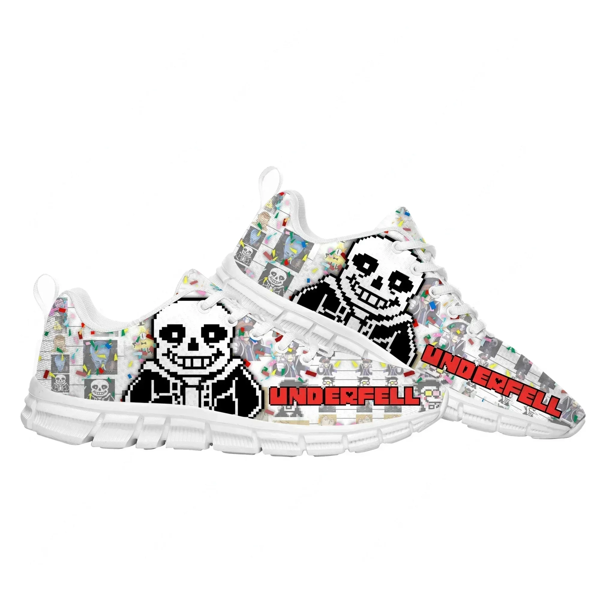 Фото Спортивная обувь с рисунком из мультфильма Undertale Sans Skull, дышащие кроссовки для мужчин, женщин и подростков, кроссовки высокого качества, изготовленные на заказ №2