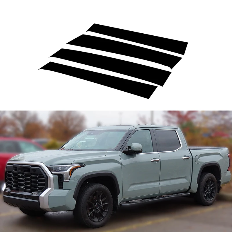 

4pcs Door Window Pillar Posts Trim Molding Cover Stickers Accessories for Toyota Tundra XK70 2022 2023