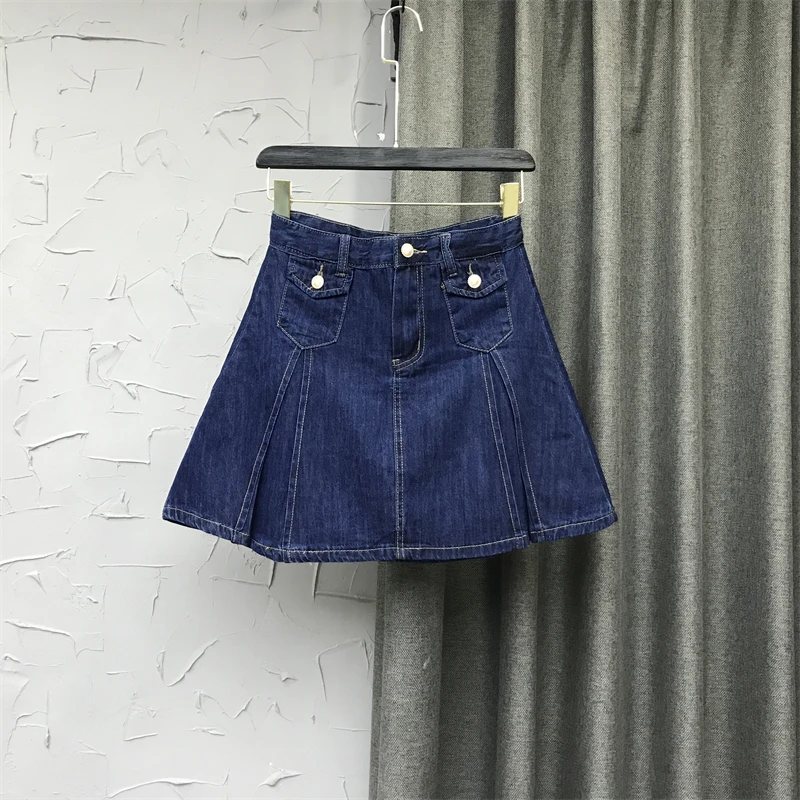 

Blue High Waist A- Line Skirt Spring/Summer 2022 New Korean Style Elegant Slim All-Matching Jeans Skirt for Women Mini Skirts