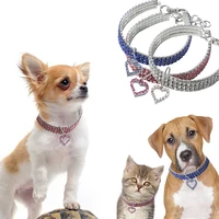 dog pet collars necklace heart shape diamond puppy pet shiny full rhinestone necklace collar cute safety buckle pet supply