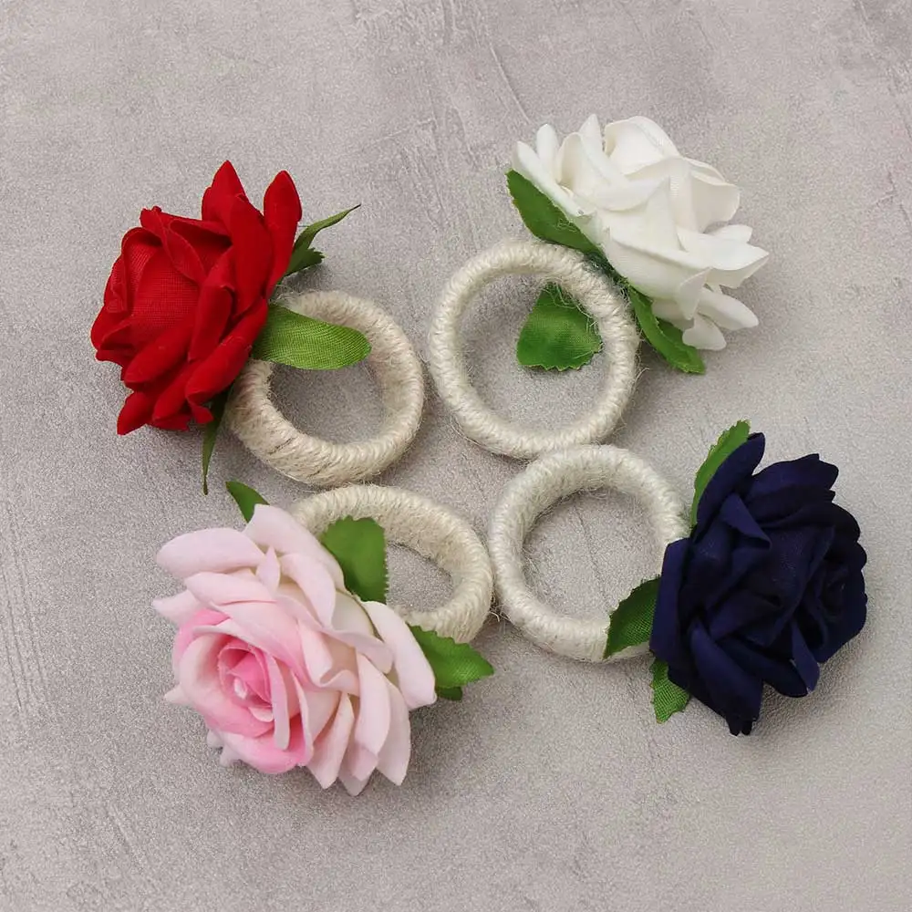 

Искусственное украшение для стола, Роза для вечеринки, держатель для салфеток на День святого Валентина, кольца, пряжки для отеля, банкетные...