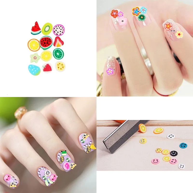 

1000 шт., 3D Ломтики для дизайна ногтей, нашивка «сделай сам», дизайнерское украшение, акриловая полимерная глина, блестящие ломтики, аксессуар...