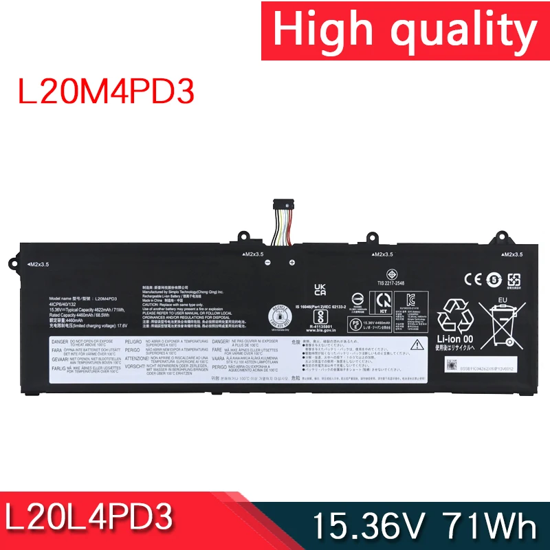 Новый аккумулятор для ноутбука L20L4PD3 L20M4PD3 Lenovo Legion Slim 7 15ACH6 82K8 ThinkBook 16p G2 Gen 2 20YM ACH
