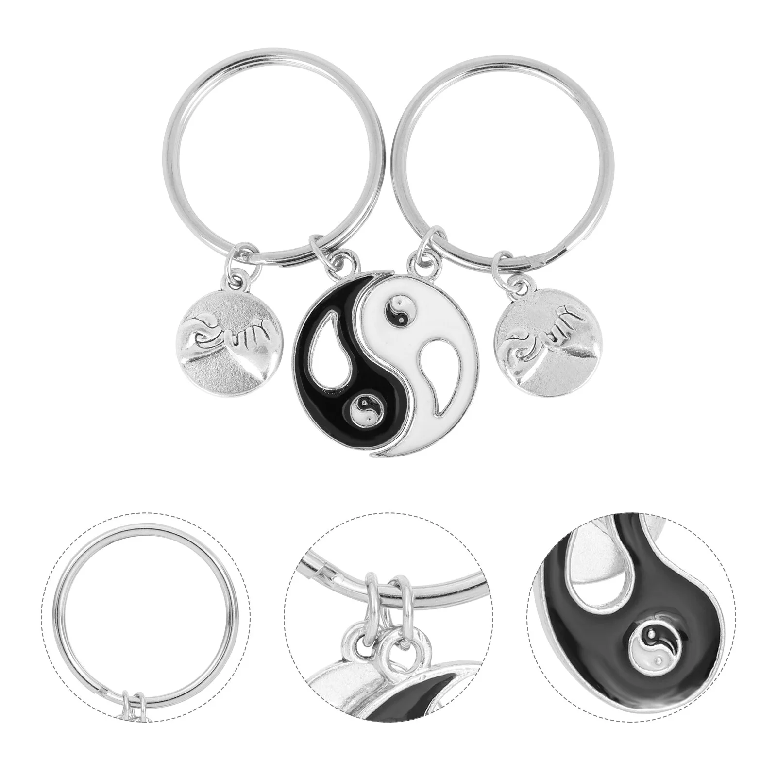 

Yin Yang Keychain Splicing Cat Keyrings Chains Car Keys Animal Pendant Metal (stainless Steel) Charm Decor Lovers