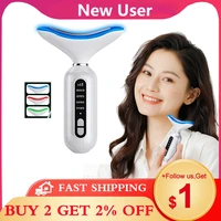 3 colors led neck face wrinkle remover machine beauty device photon therapy skin face lift massager tighten skincare tools