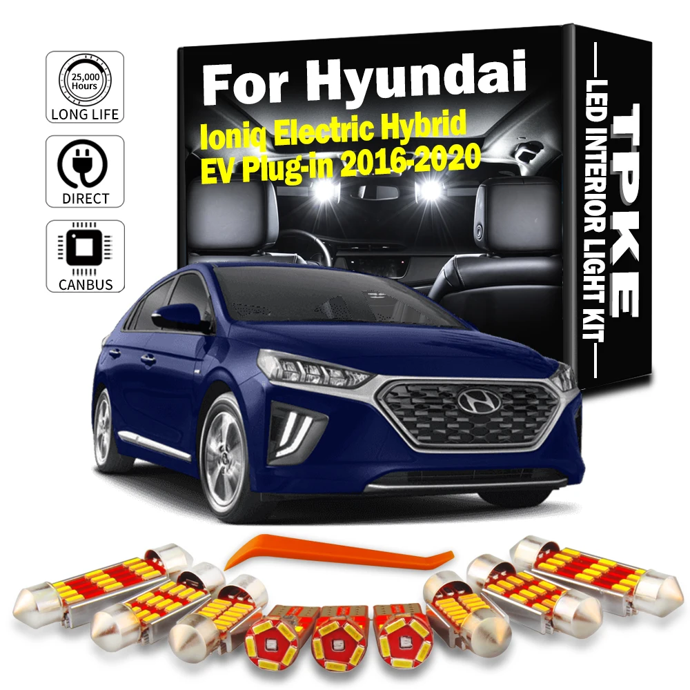 TPKE-bombillas LED para coche, Kit de luz de techo de mapa Interior, 12 piezas, para Hyundai Ioniq Electric Hybrid EV Plug-in 2016 2017 2018 2019 2020