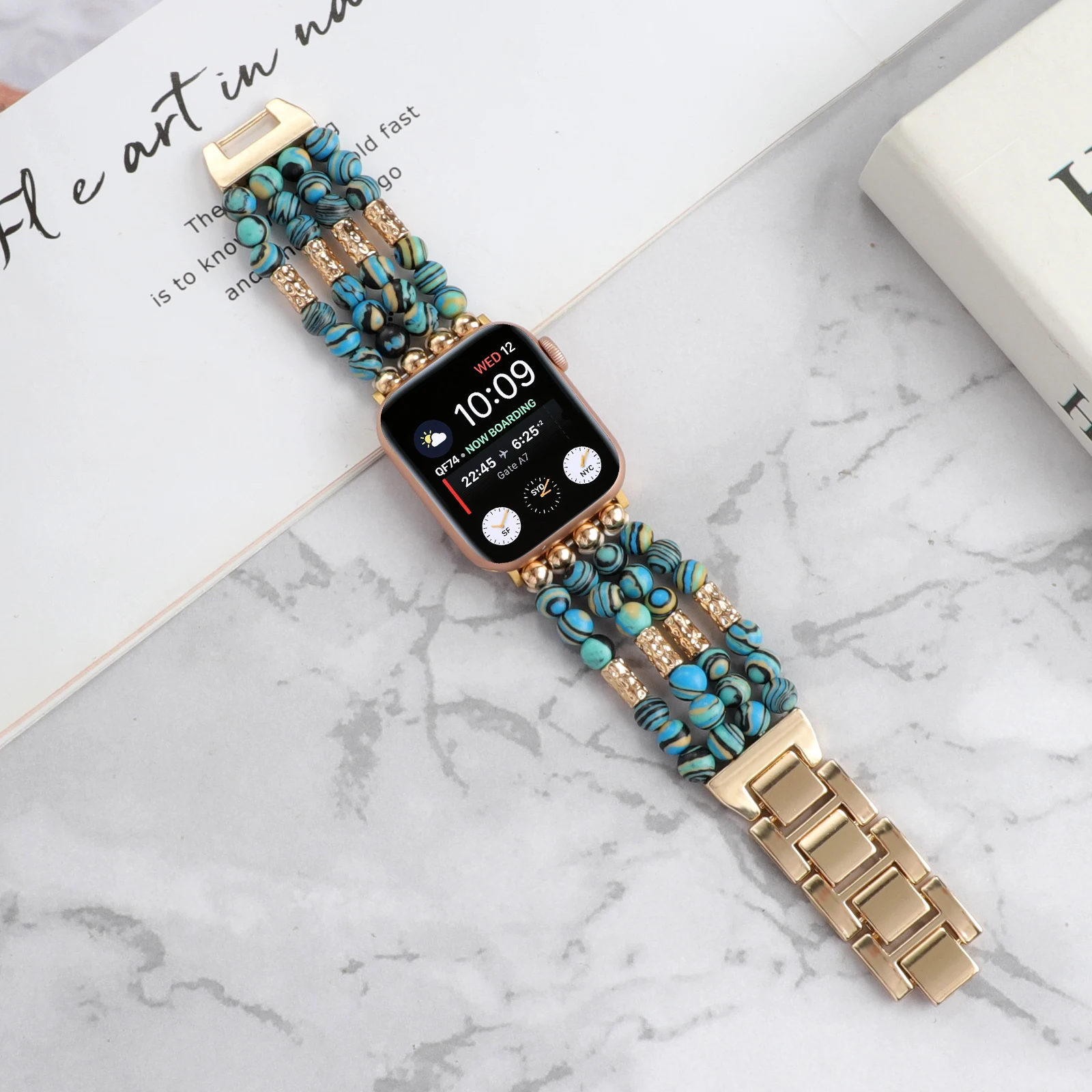 Metal strap for Apple watch band strainless steel bracelet chain for iwatch87654321SE Ultra 38 40 41 42 44 45 49mm Beaded wrist