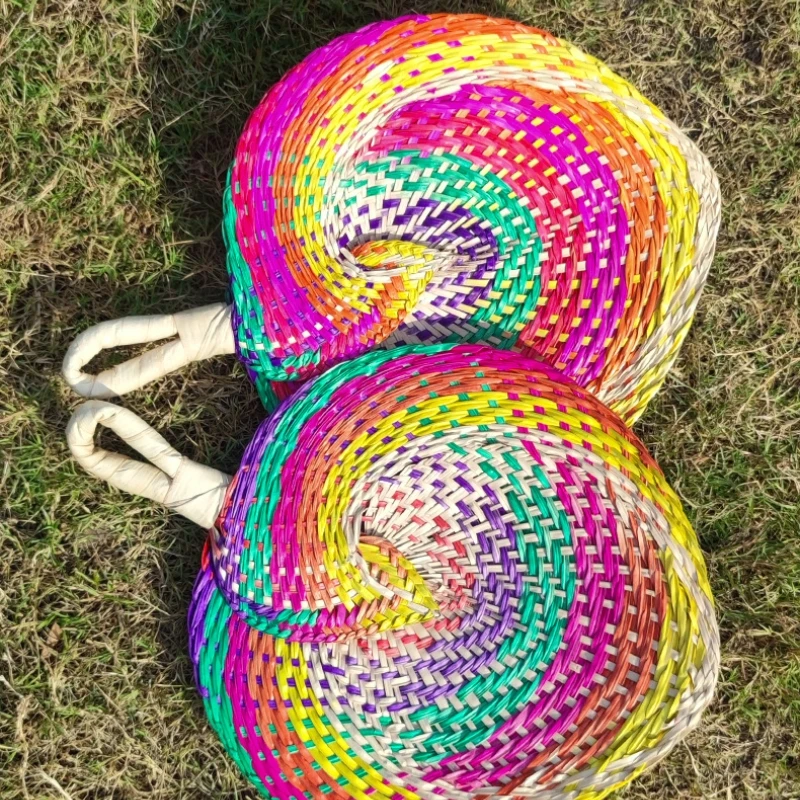 Женский натуральный Плетеный ручной вентилятор пальмовый хвост Летний большой