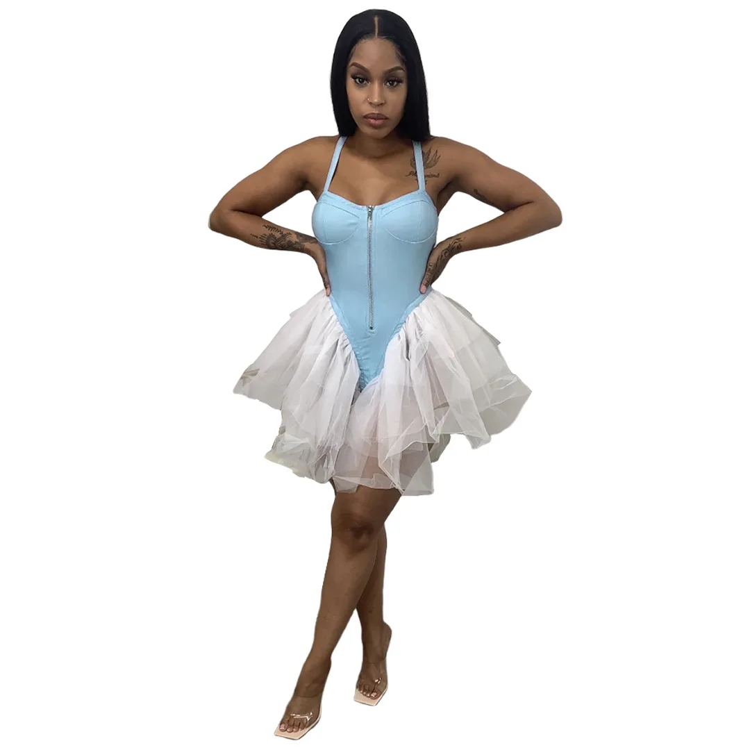 

Женский комбинезон без рукавов, Летний комбинезон в стиле пэчворк с прозрачной сеткой и молнией спереди, длинный комбинезон, 2022