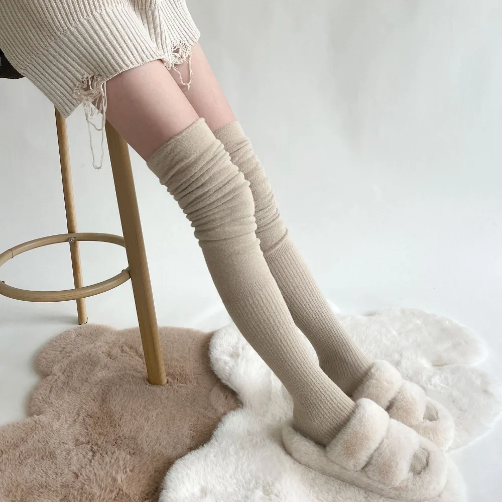 Высокие гольфы повседневные теплые леггинсы выше колена хлопковые высокие носки