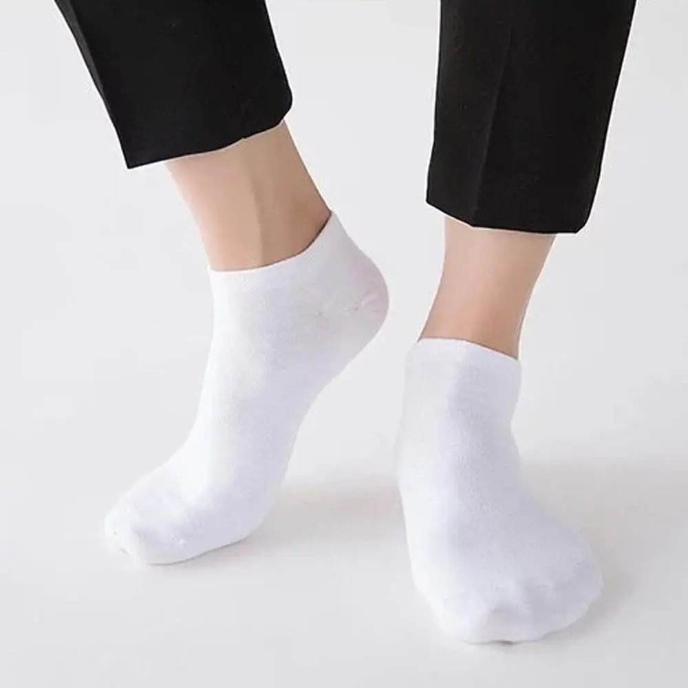Fashion Casual Socks Men No Show Socks Solid Cotton Outdoor Sports Socks Small Foot Heel Protection Boat Socks Black Socks