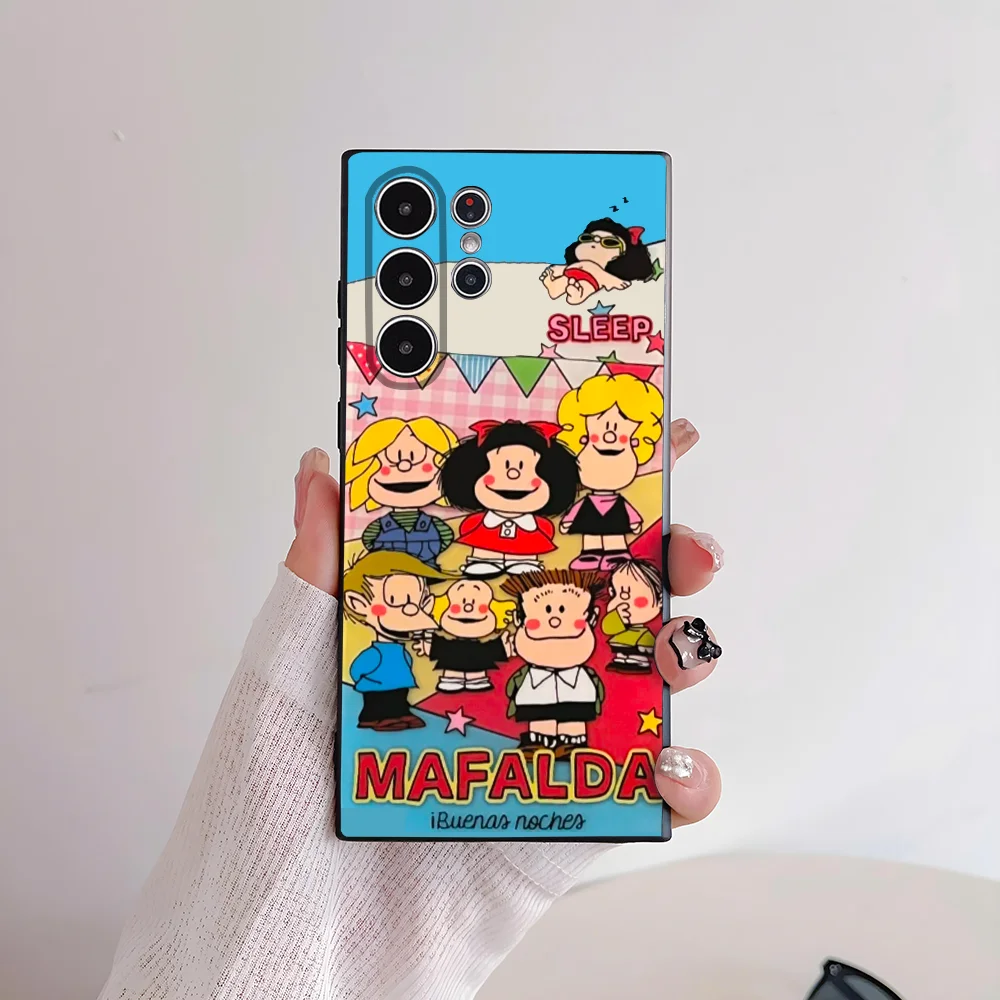 Фото Чехол для телефона с милой девушкой из мультфильма M-Mafalda для Samsung Galaxy S25 S24 S22 S23 Ultra S21 S20 Plus 5G, матовый нескользящий полный мягкий чехол №2