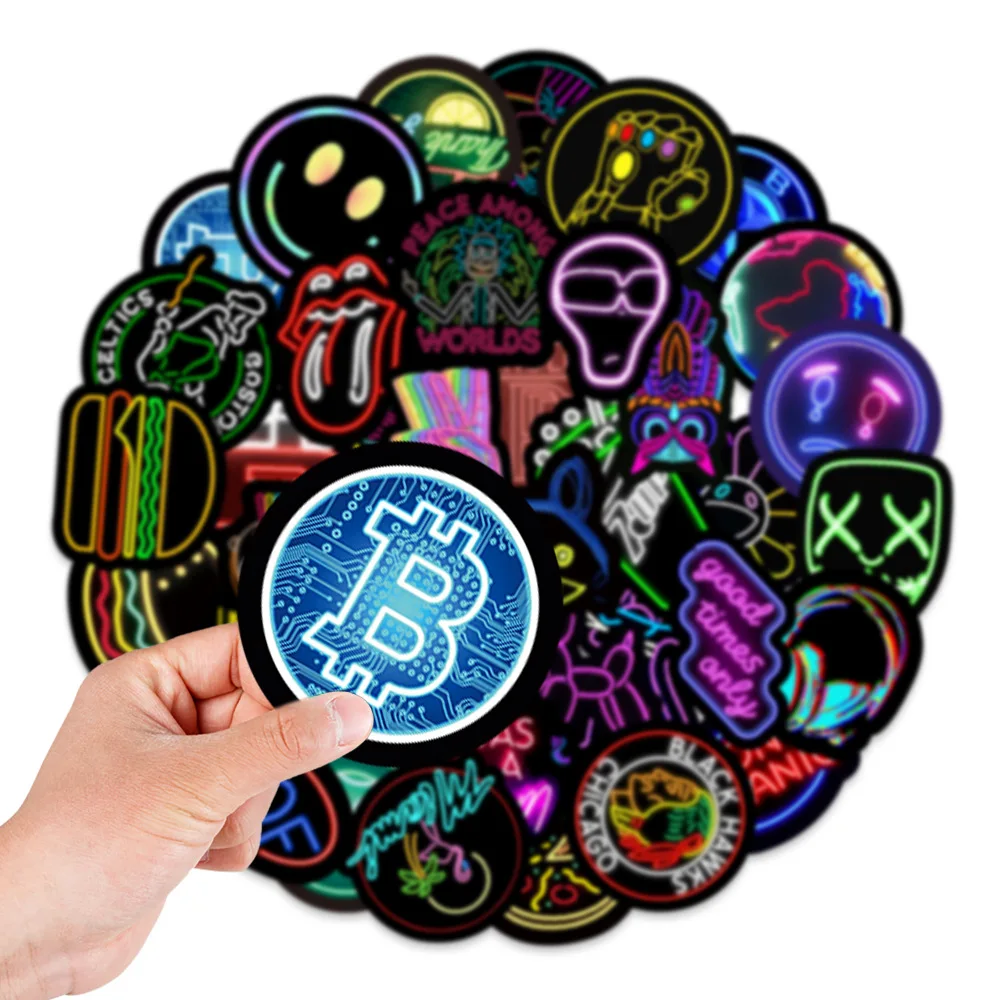 

25/50/100PCS Neon Lights Graffiti Stickers Luggage Laptop Cool Waterproof Sticker Refrigerator Motorcycle Car Decoration Sticker