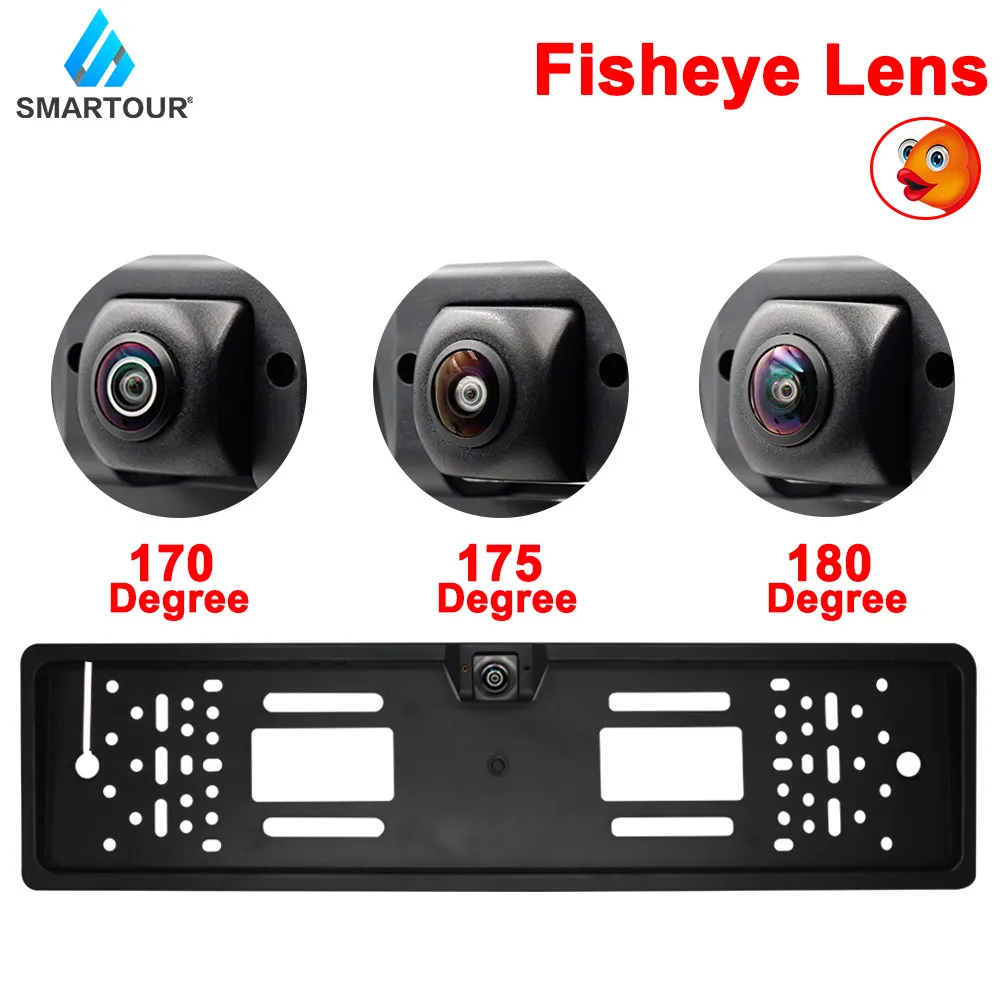 

Smartour 180 Degree 1080P CCD EU European Car Rear View Number License Plate Frame HD Reversing Camera Fisheye Night Vision