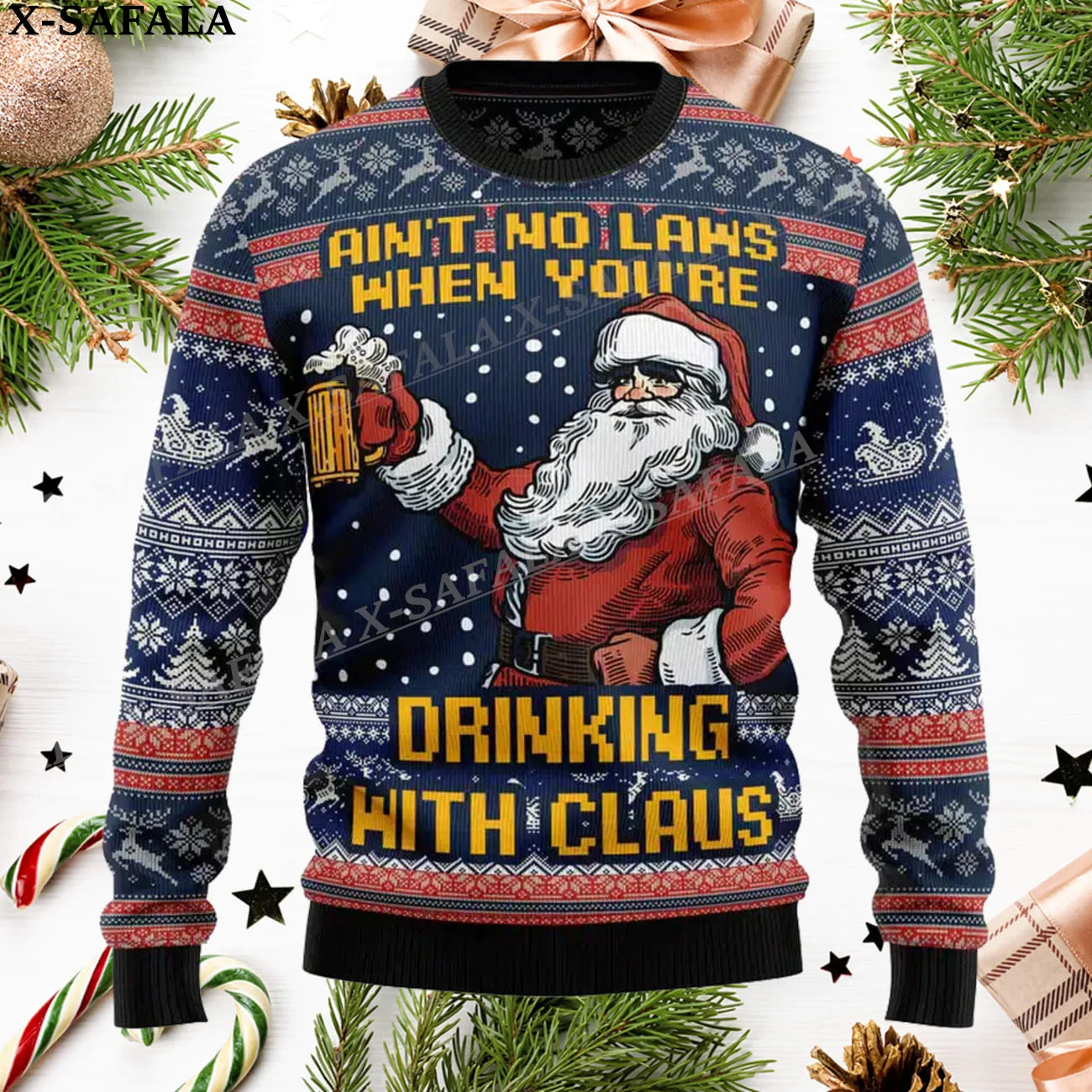 Смешные свитера в виде Санта Клауса смешные Джемперы на Хэллоуин и Рождество