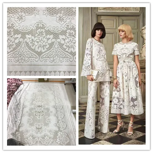 

2023 Hollow Lace Fabric Cotton Material Large Flower Dress Clothing Accessories
