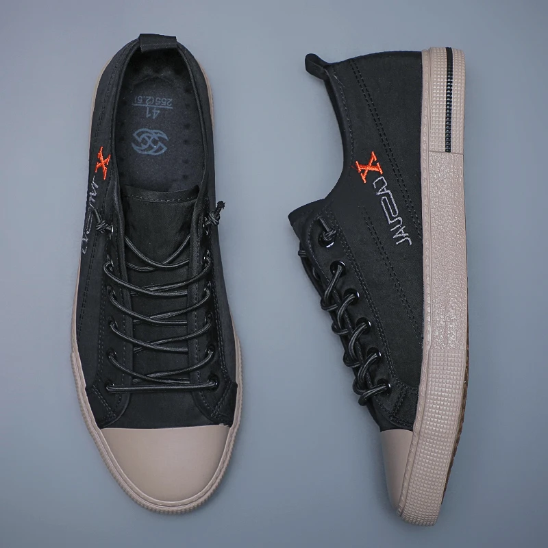 

Мужские парусиновые лоферы, темно-синие однотонные лоферы на резинке, на плоской подошве, с вулканизированной подошвой, повседневная обувь для весны, 2023