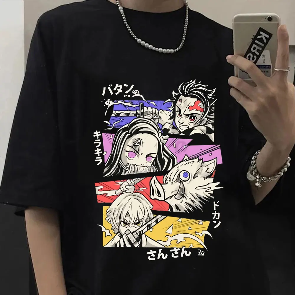 

Demon Slayer Kimetsu No Yaiba Men's Tshirt Unisex Kawaii Anime T-Shirt Tanjirou Kamado Graphic Harajuku Cartoon T Shirt Male Top