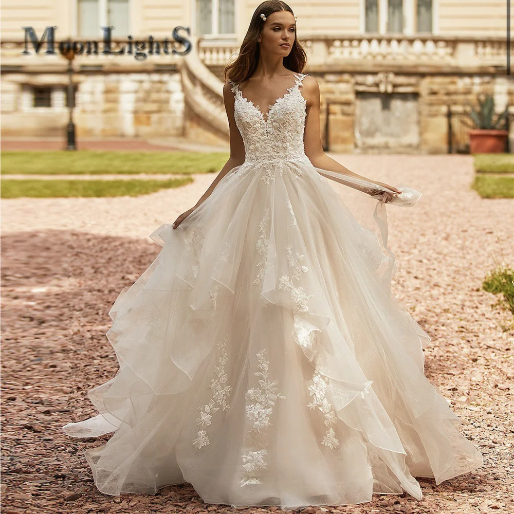 

MoonlightShadow Pastrol Wedding Dress Sweetheart Modern Layered Tulle Puff A-Line New Dropping Shipping Vestido De Casamento