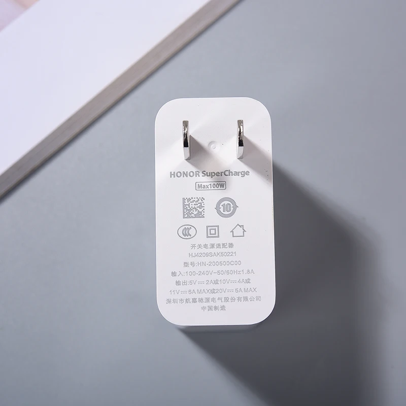 Зарядное устройство Honor 100 Вт с кабелем Usb Type-C на 6 А для телефонов 200 90 80 70 Pro Magic V V2