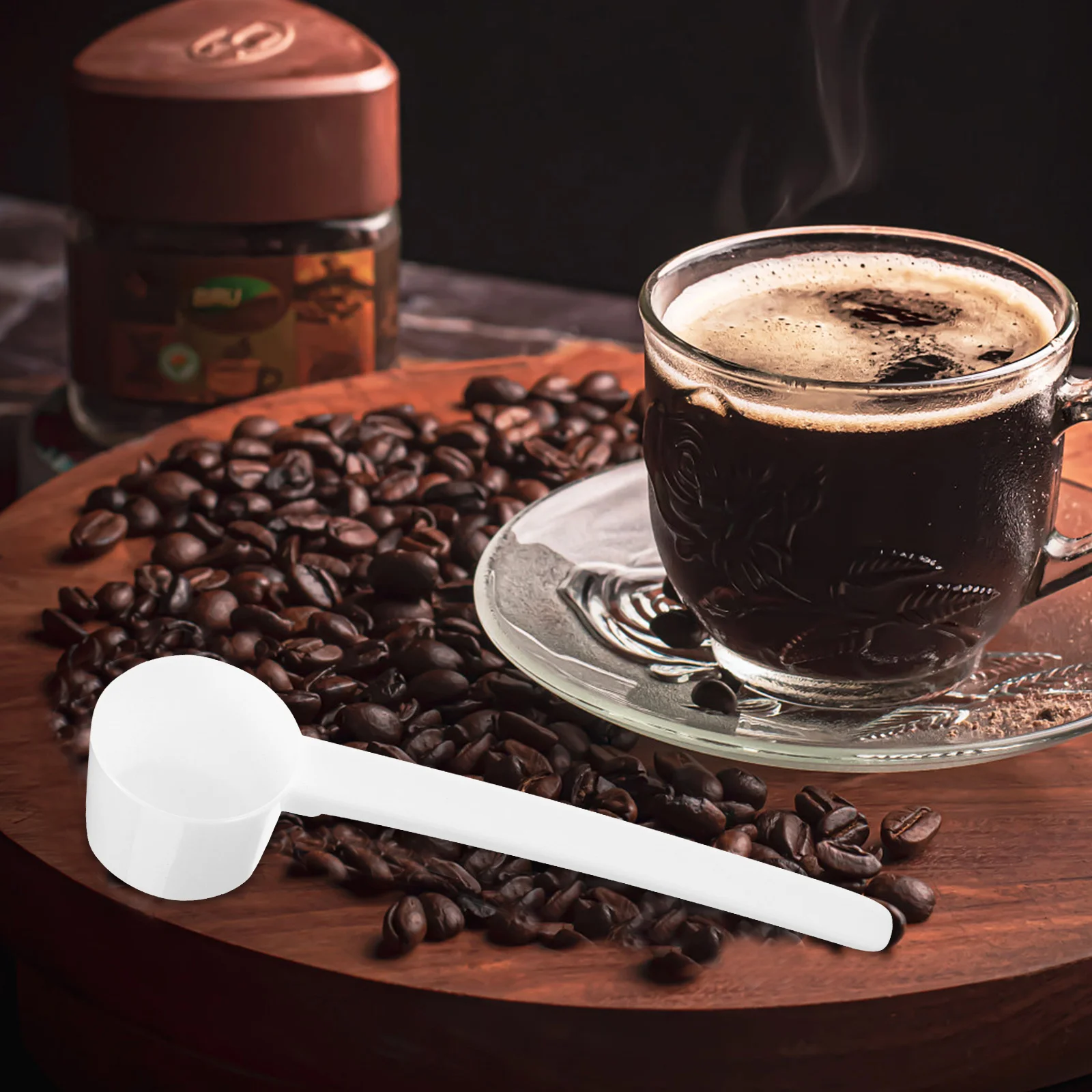 

Plastic Coffee Measuring For Milk Liquid Seasoning Refillable Reusable Compatible Scoops (White)