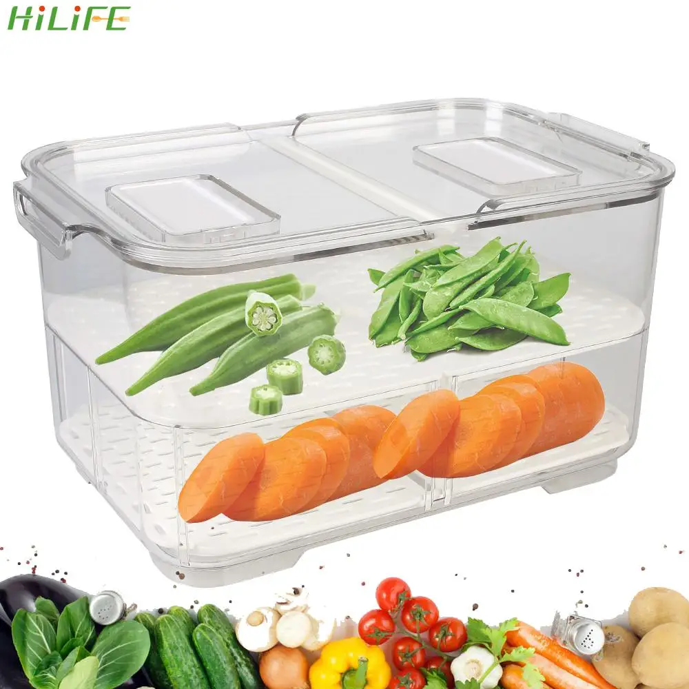 

For Vegetable Fruit Meat Fresh two layer-4.5L Kitchen Separate Freezer Seal Bin With Lid Refrigerator Food Storage Containers