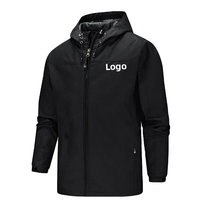 

Customized logo for men's sprinters Thin hooded trench coat Windproof and waterproof outdoor sports casual coatmen clothing