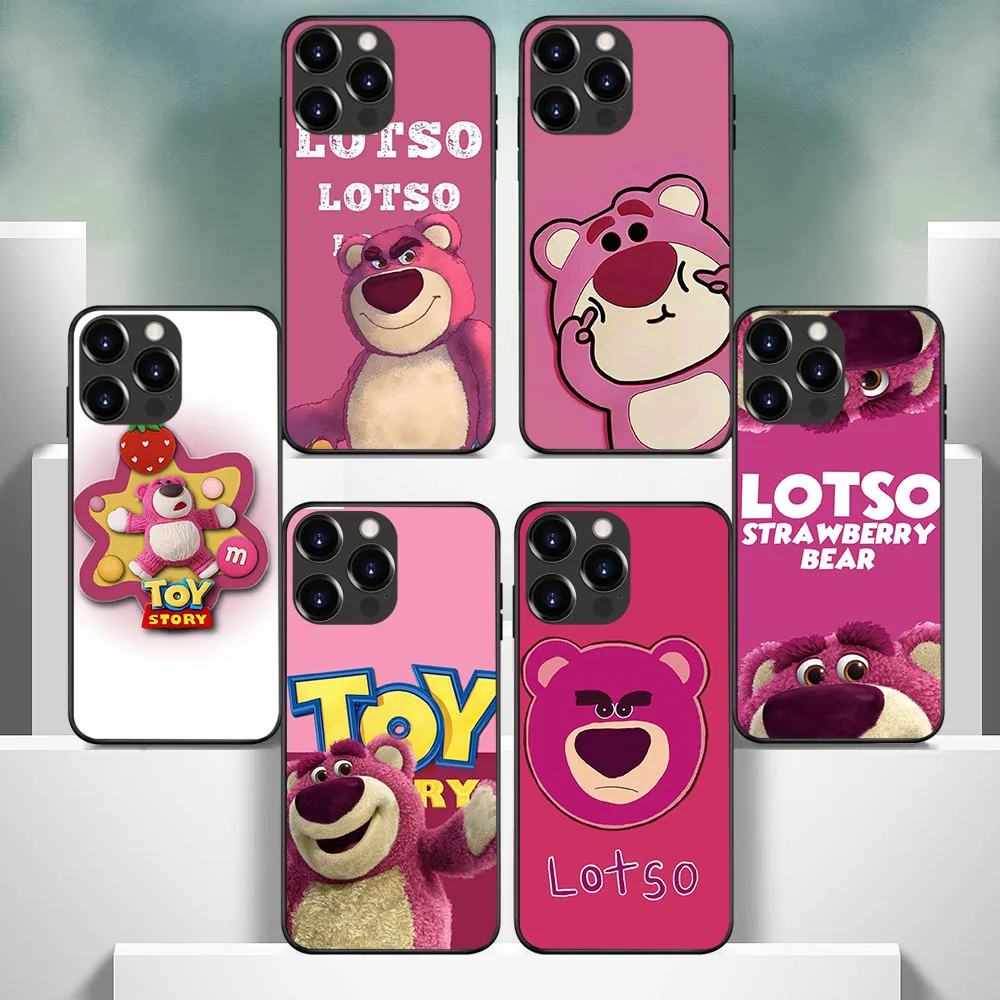 Мягкий чехол IT-68 клубничный Медведь для iPhone 11 12 13 14 15 Pro Max Mini Plus