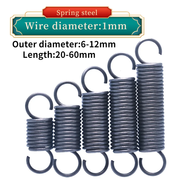 

Wire diameter:1mm Spring Steel Open Hook Pullback Spring with Hook Tension Spring Outer diameter:6、7、8、10、12mm Length:20-60mm