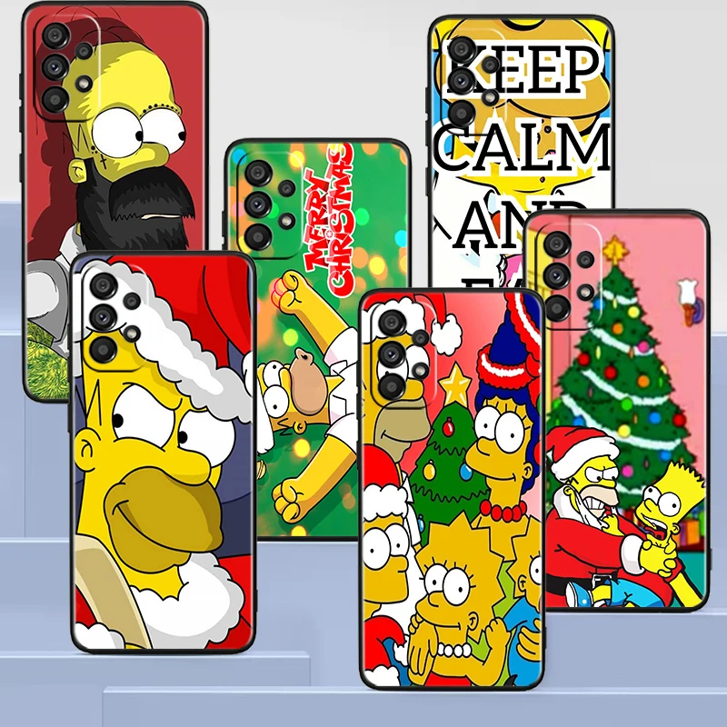 

The Simpsons Christmas Black Phone Case For Samsung A73 A72 A71 A53 A52 A51 A42 A33 A32 A23 A22 A21S A13 5G Cover