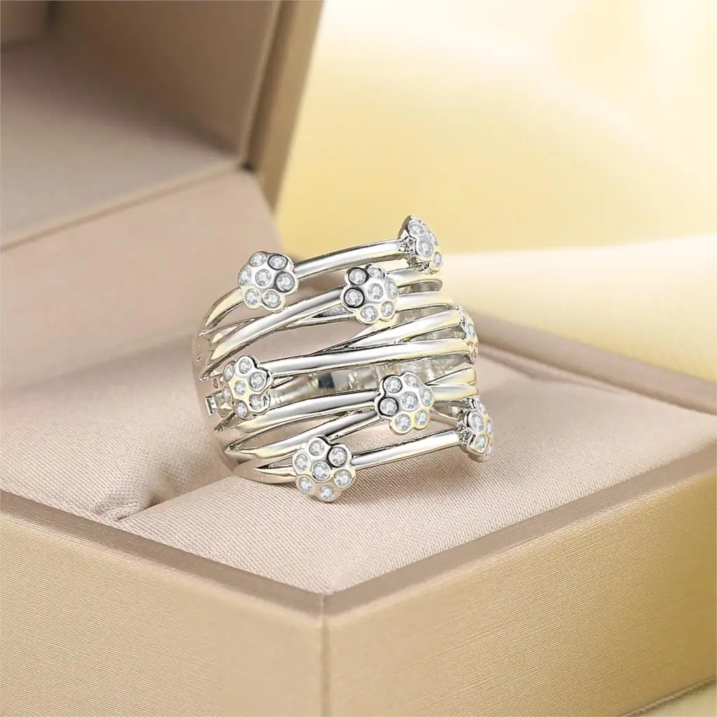 

Изысканное кольцо с большими костяшками для женщин, серебряное кольцо с цветком сливы и вырезами на палец, искусственное кольцо, модные ювелирные изделия, аксессуары, подарок