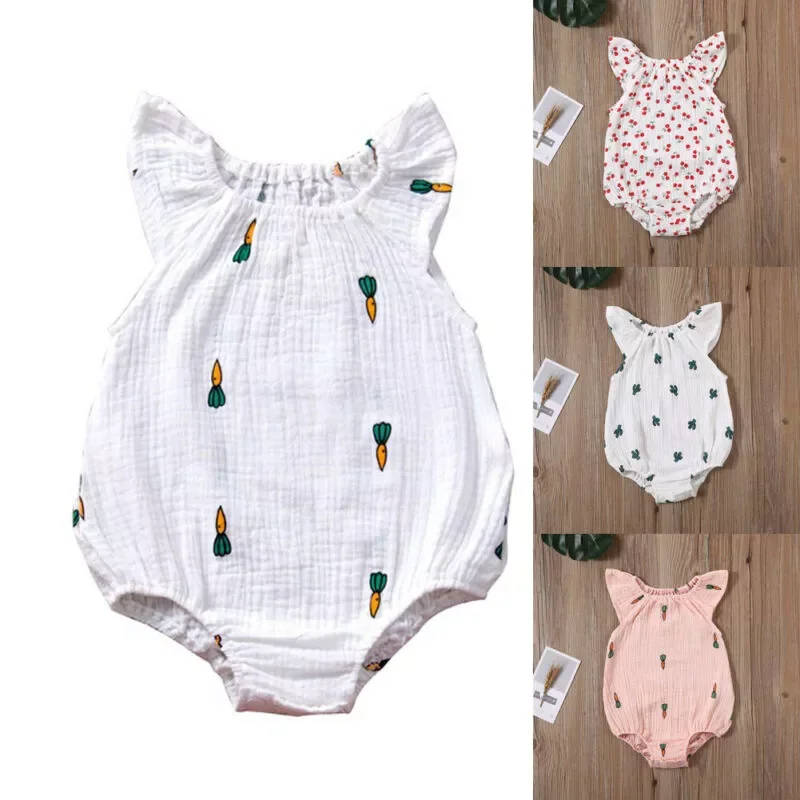 Baby Summer Clothing Toddler Kids Baby Girls Floral Jumpsuit Playsuit Bodysuit Cotton Linen Shorts Clothes