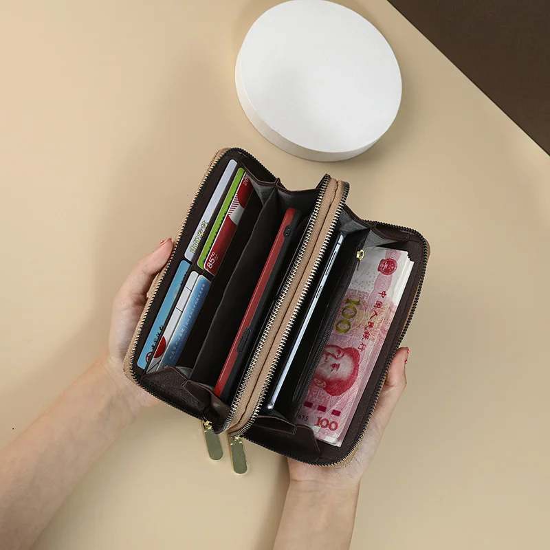 Women's Long Wallet 2022 new large capacity double zipper mobile phone bag mother's hand bag