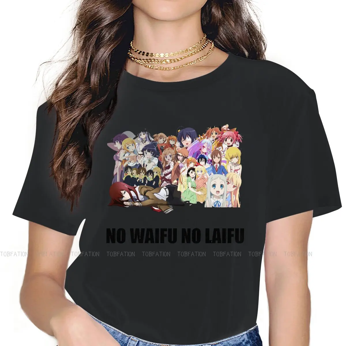 

Waifu No Laifu мультяшная девушка 4XL 5XL футболка Steins ворота ткань Классическая футболка одежда для девочек индивидуальная пушистая