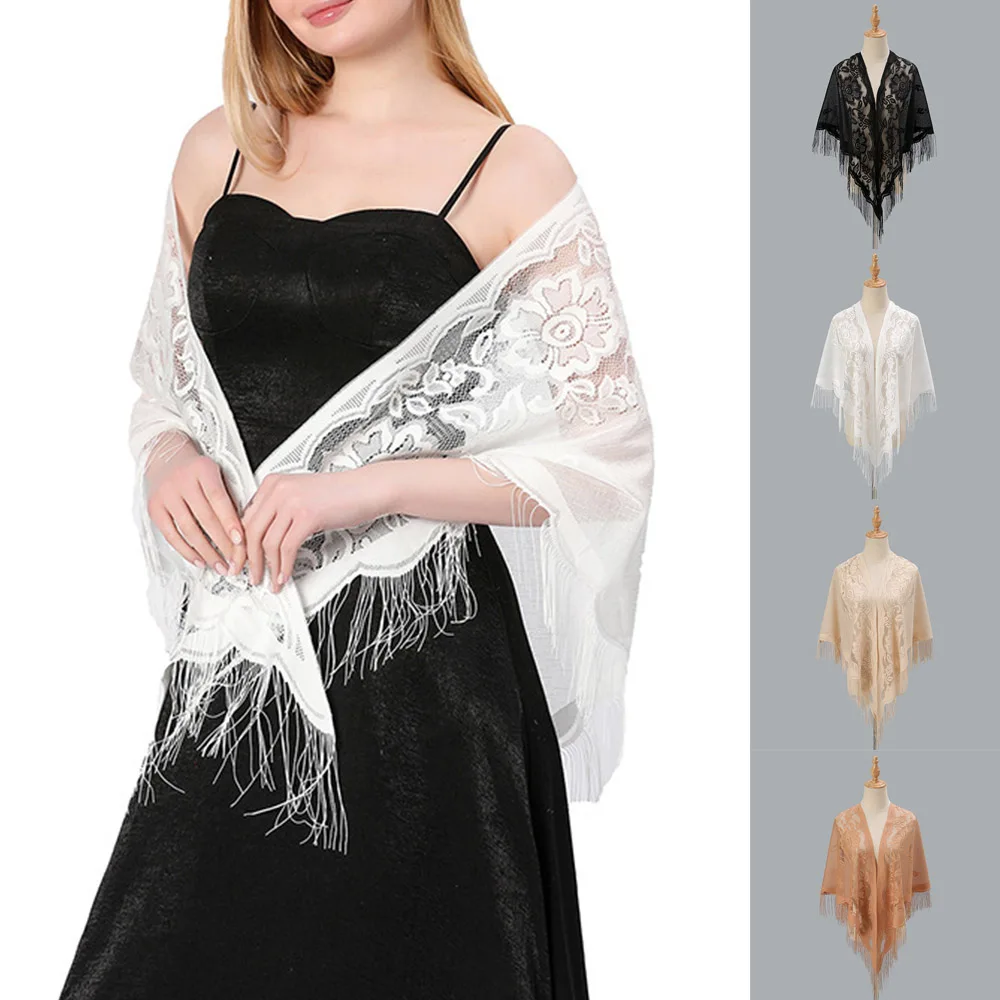 

2023 New Lurxe Lace Women Scarf Shawls Fringe Solid Pashmina Stole Bufandas Muslim Hijab Sjaal Party Shawl Scarves