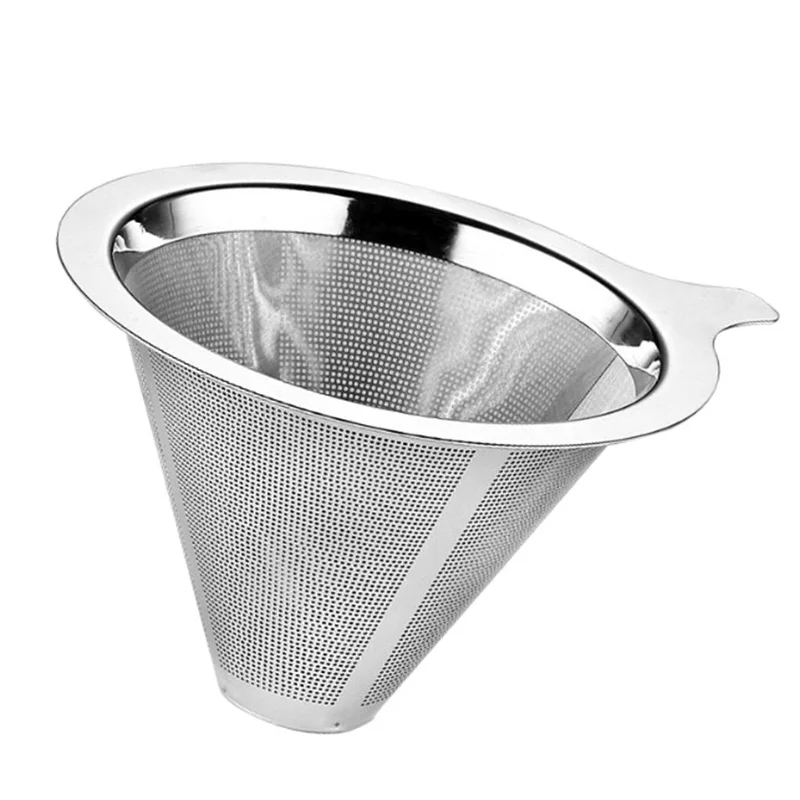 

Pour Over Coffee Filter Stainless Steel Reusable Coffee Dripper Coffee Holder Cone Funnel Basket Mesh Strainer