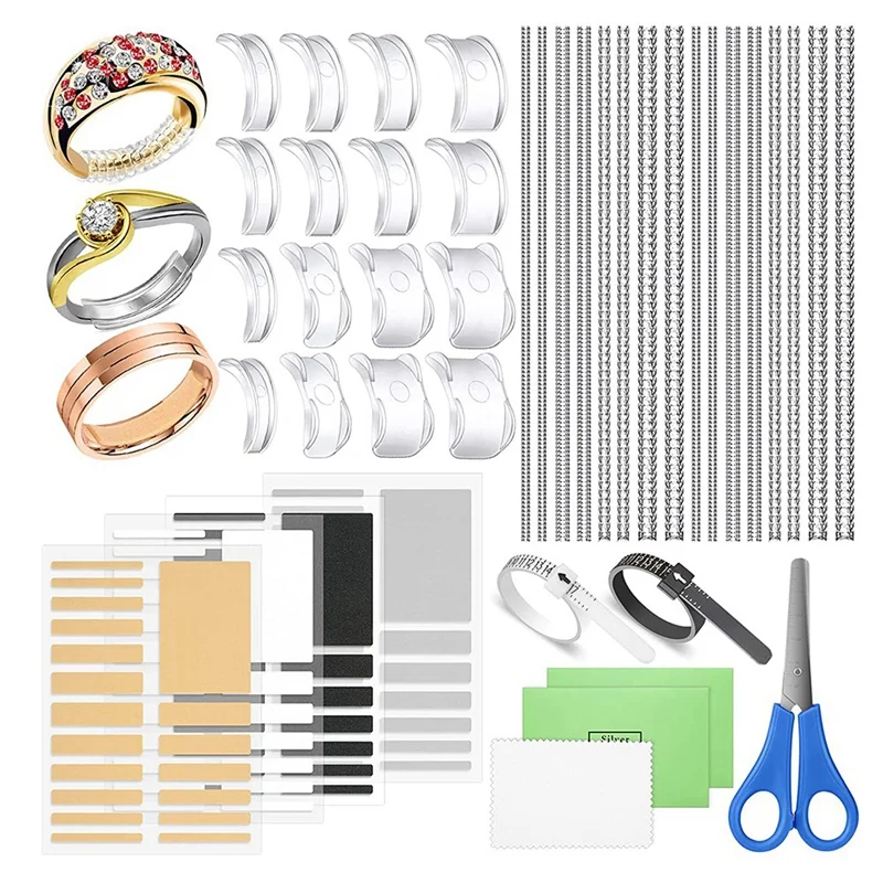 

110 шт. регулятор размера кольца с измерительным инструментом размера кольца для свободных колец, с полировальной тканью подходит для любых ...