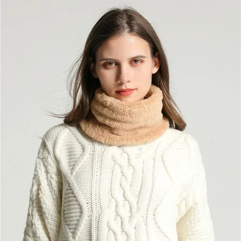 Новый кашемировый теплый шейный платок зимний шарф с кольцом однотонные