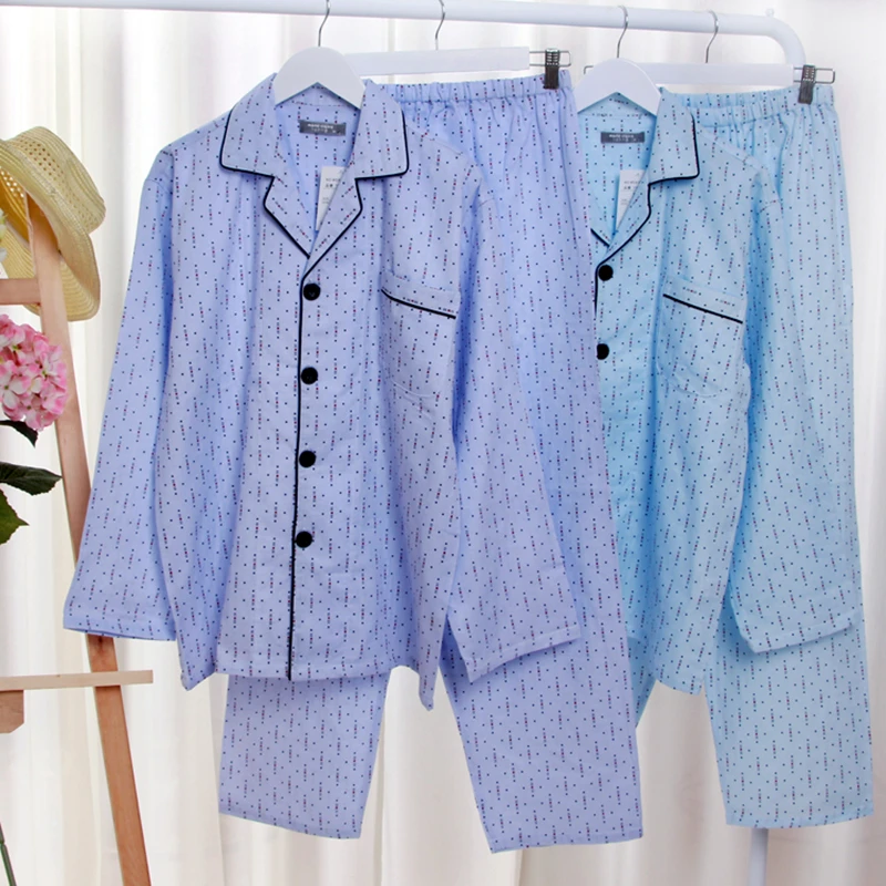 Sale! Men's Pajamas 100% Cotton Gauze Pajama Set Loose Soft Comfortable Sleepwear