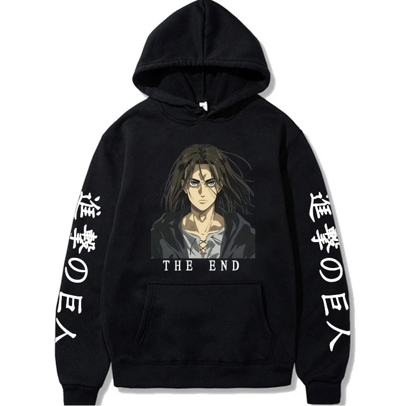 

New Attack on Titan Anime Hoodies The End Eren Yeager Printed Sweatshirts Autumn Winter Loose Hip Hop Pullover Casual Streetwear