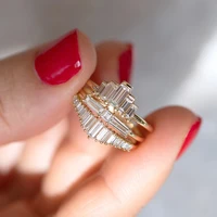 huitan new gold color finger ring for women inlaid dazzling crystal cz stone simple stylish girls rings party fashion jewelry