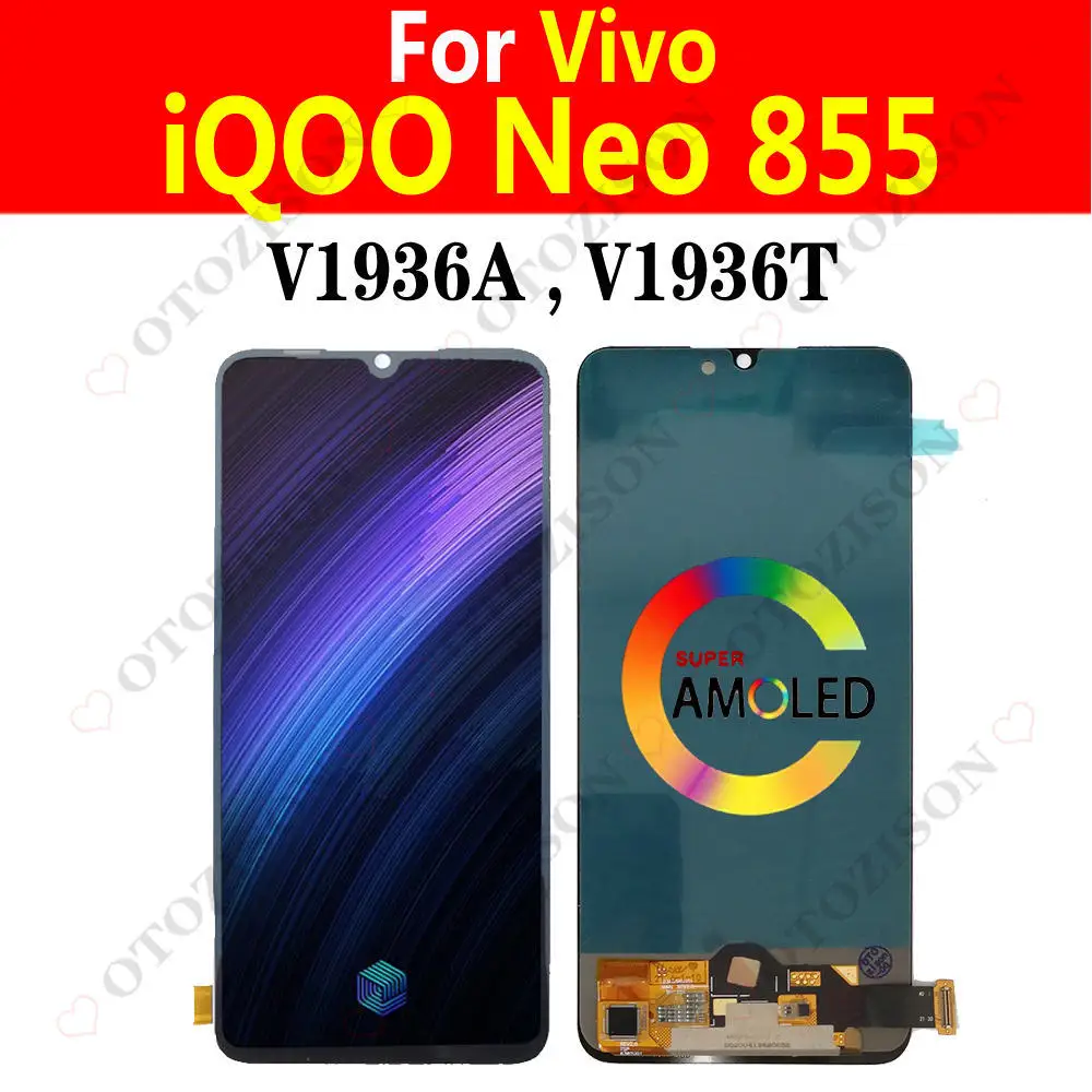 Дисплей для Vivo iQOO Neo 855, ЖК-дисплей V1936A V1936T, сенсорный датчик, дигитайзер в сборе, сменный экран для iQOO Neo 855