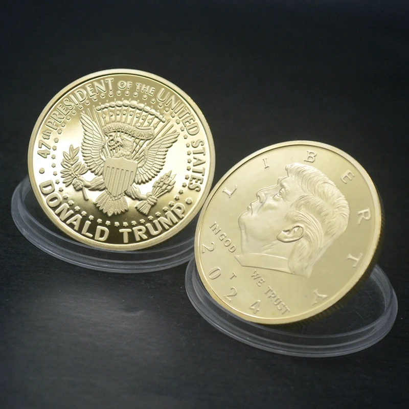 Памятная монета с позолоченным орлом 10 шт. 2024 президент Дональд Трамп свобода |